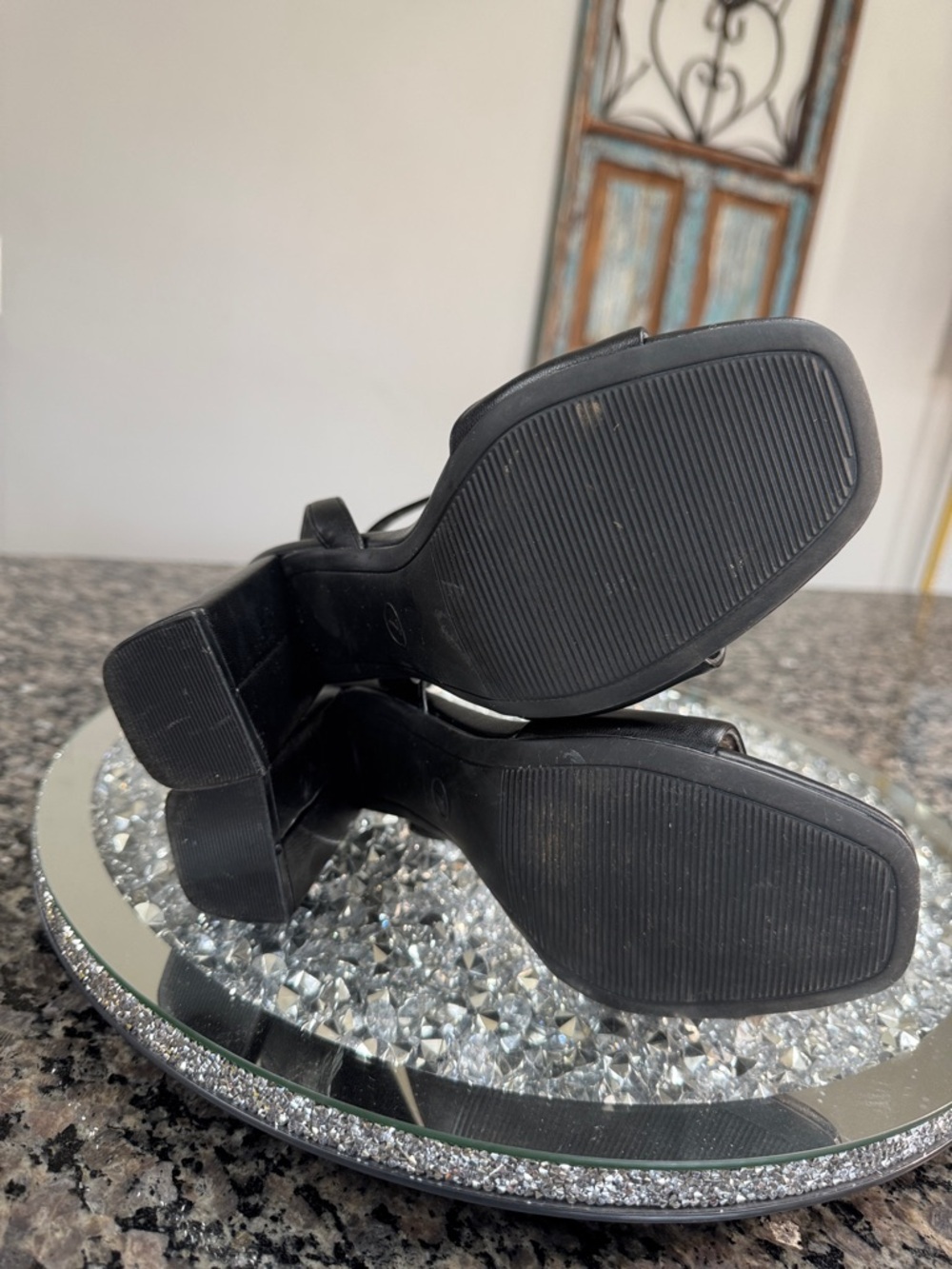 a new day Black Block Heel Strappy Sandals EUC 7 - Picture 7 of 13